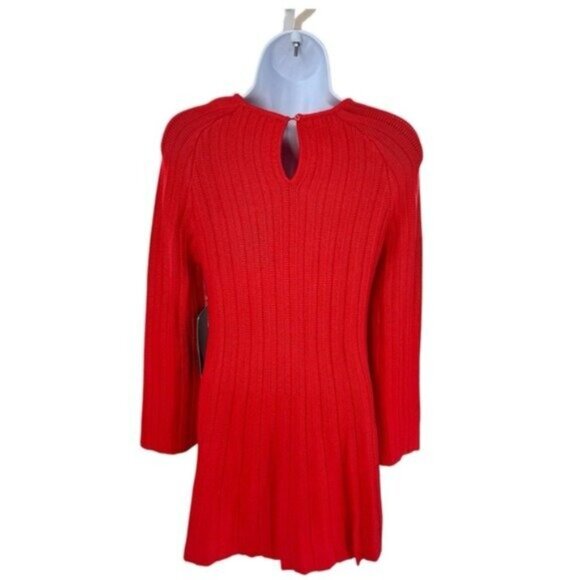 Pomander Place | NEW Red Adi Knit Round Neckline Bell Sleeve Mini Dress Size L - Picture 6 of 10